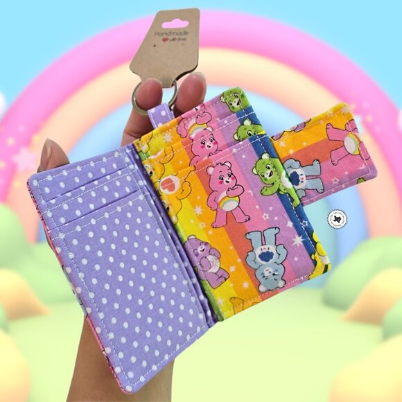 Handmade Care Bears Fabric Card Wallet with Keyring - Picture 4 of 9